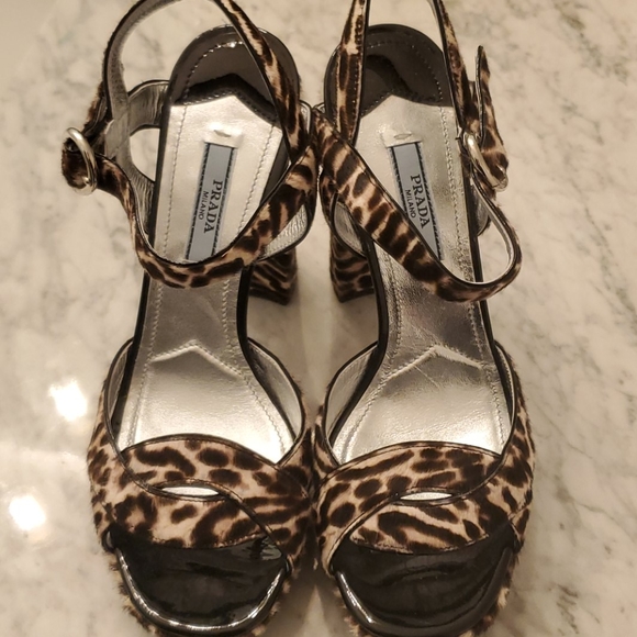 Prada leopard pony hair platforms sz 37 - Picture 1 of 9